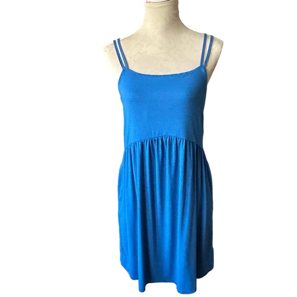 Old Navy Dresses & Skirts - NWT OLD NAVY Women’s Blue Fit & Flare Cross Back Cami Mini Dress Size L